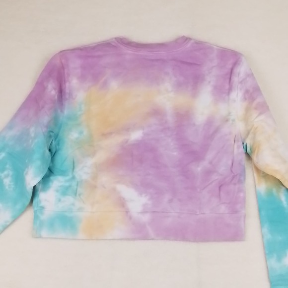 Revolve Samii Ryan Sweatshirt Sz M Cropped Pink Blue Tie Dye Don't Play‎ Me - Picture 11 of 13